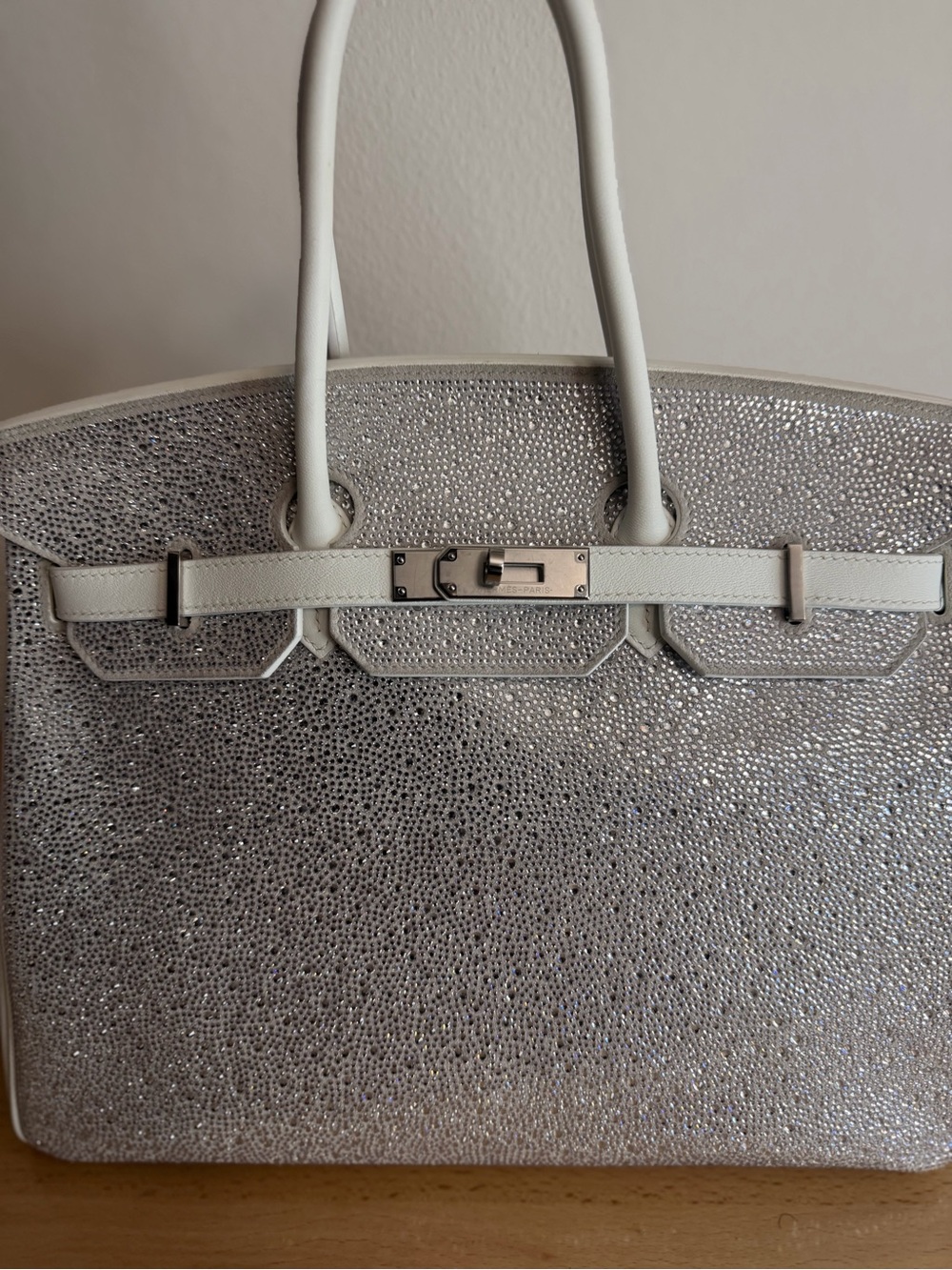 H BIRKIN 35 HANDMADE TOGO BLING WHITE SNOW PHW BRIDAL MONEYBAGS MICHELLE BERK